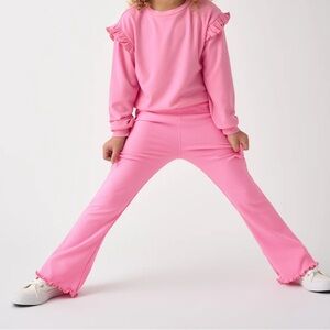 Little Sleepies Sweet Pink Ribbed Bamboo Flare Pants Leggings